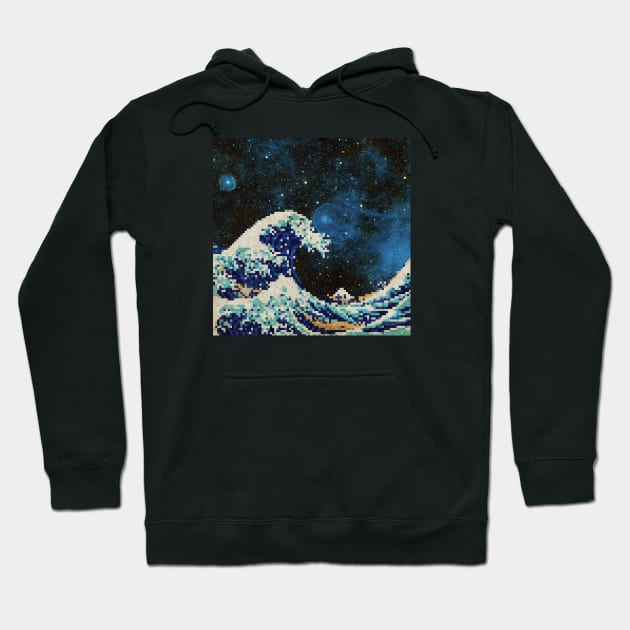 The Great Wave - Hokusai - Pixel Galaxy Hoodie by creativewrld